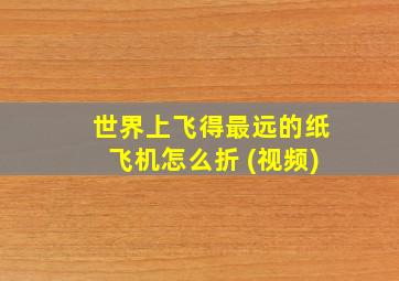 世界上飞得最远的纸飞机怎么折 (视频)